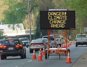 climate change road sign